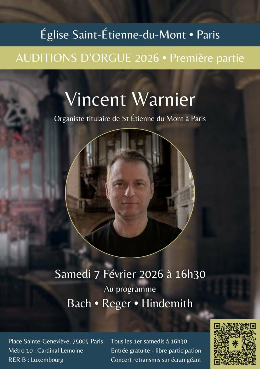 Audition d'orgue 1 partie Vincent Warnier 7 février 16h30