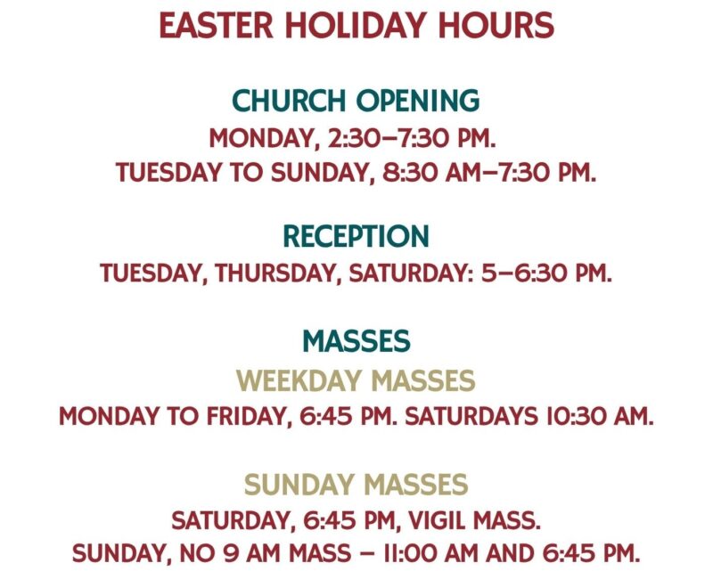 Horaires vacances de Pâques anglais