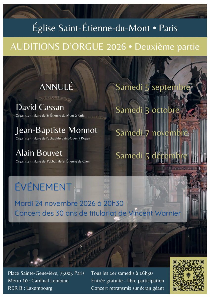 Auditions d'orgue 2026 2eme partie