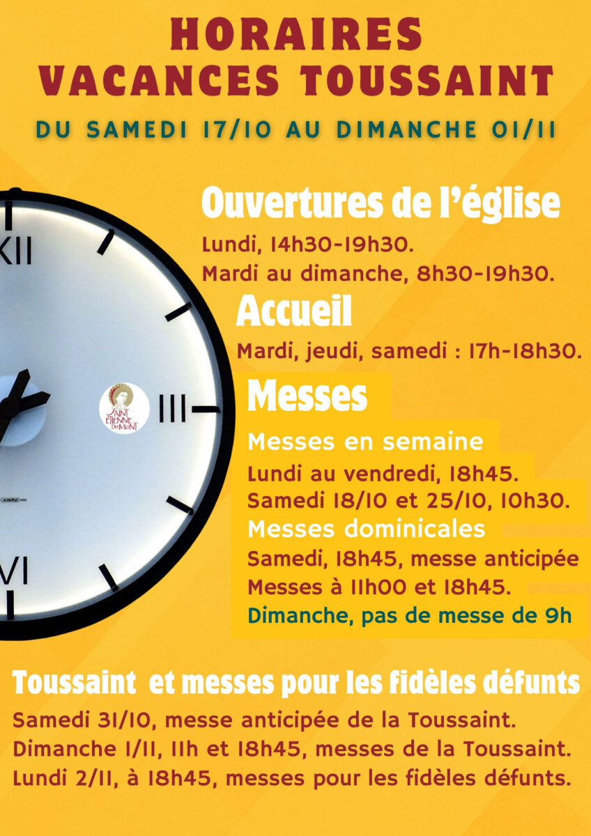 Horaires vacances Toussaint 2026